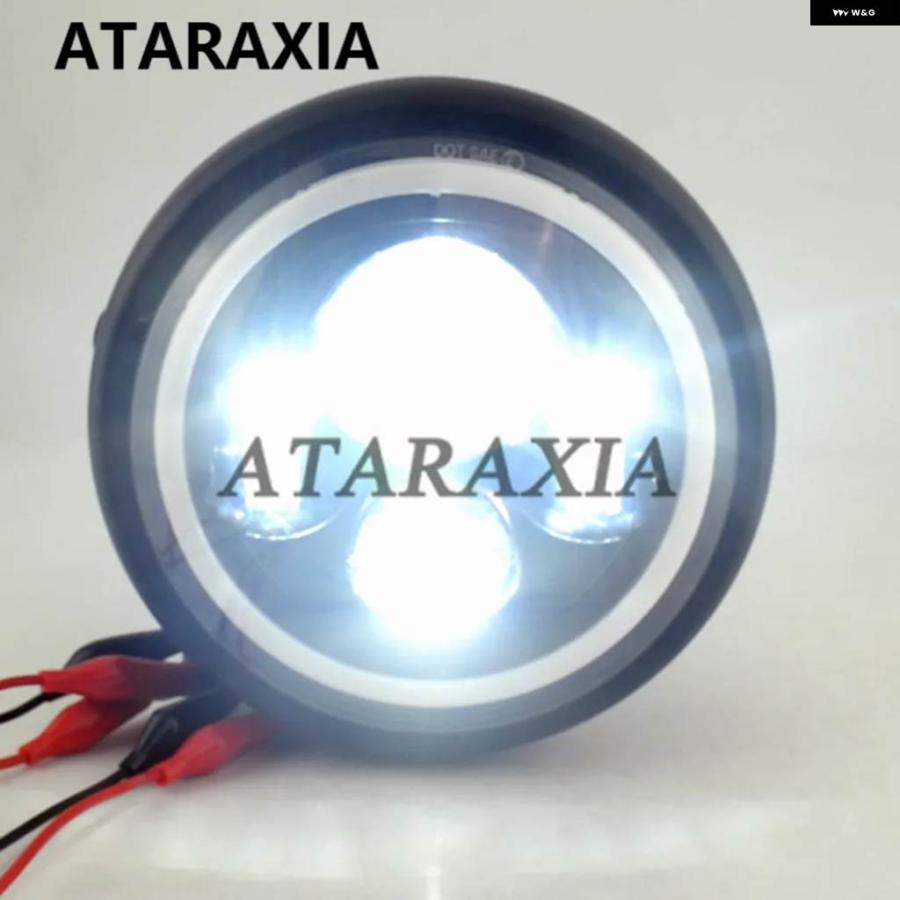並行輸入品7インチ カフェレーサー バイク ヘッドライト DRL エンジェルアイ ハイロービーム バイク ヘッドランプ ブラケット ハーレー バイクの画像