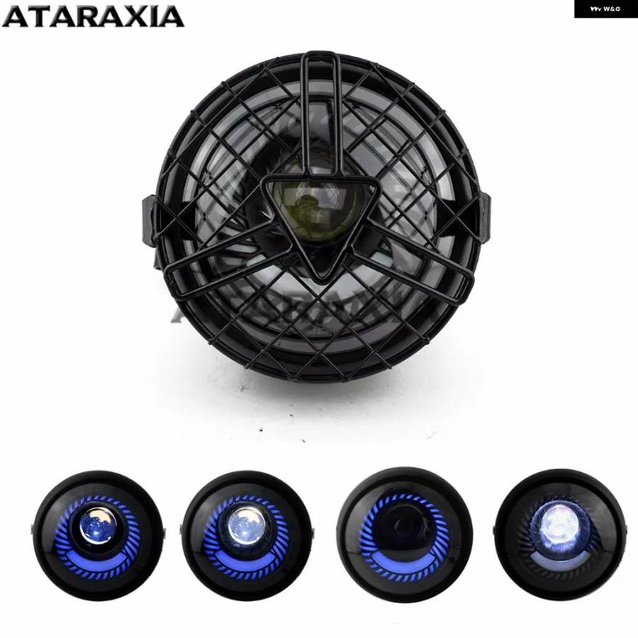 並行輸入品 ラウンドLED ヘッドランプ 距離ライトREMOTORCYCLE ヘッドライト カフェレーサー フロントライトランプシェード ライト ブラケットの画像