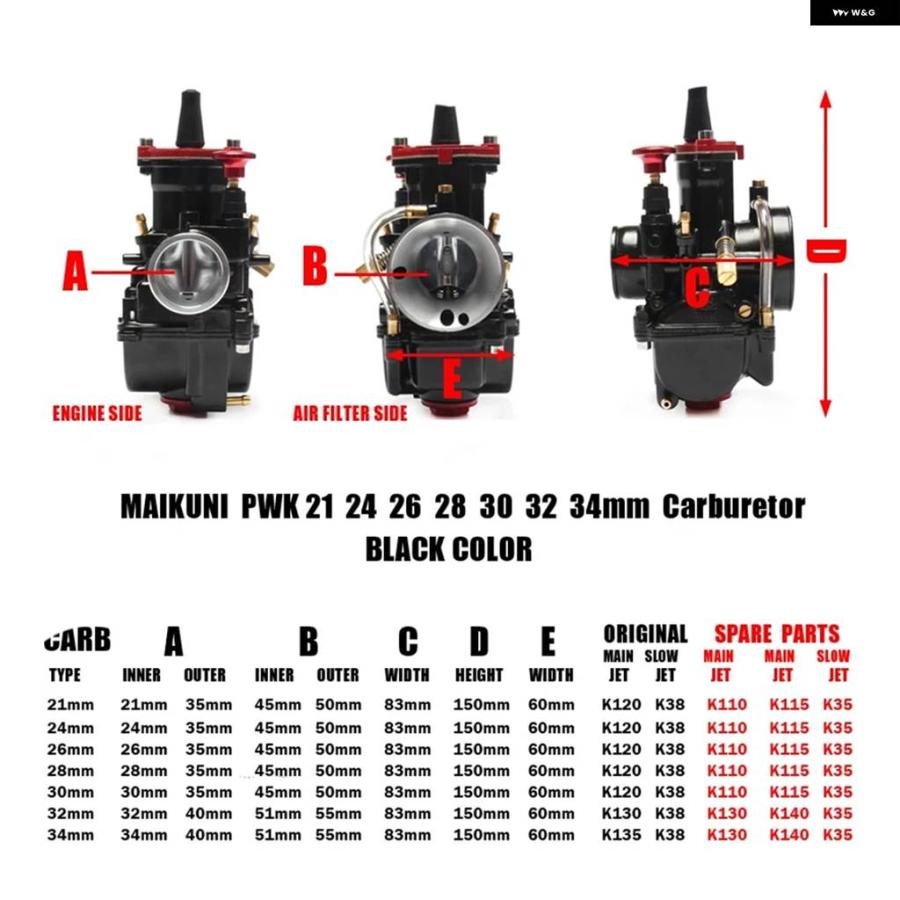 並行輸入品 PWK キャブレター 21 24 26 28 30 32 34 2T 4T 70CC 〜 350CC オートバイ パワージェット付き ヤマハ コソ ATV_8