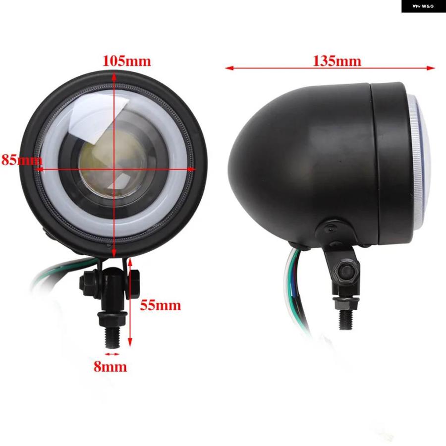並行輸入品オートバイ レトロLED ヘッドライト フォグランプ ホワイトエンジェルアイ ハーレー カフェレーサー チョッパー 補助スポットライトランプ_4