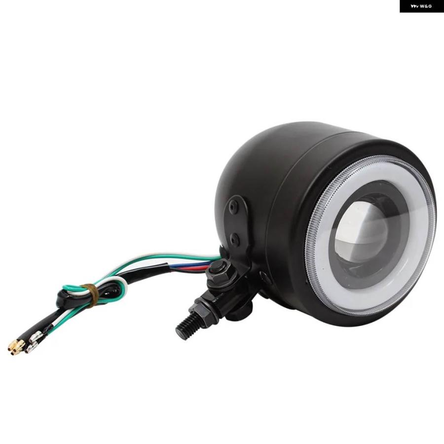 並行輸入品オートバイ レトロLED ヘッドライト フォグランプ ホワイトエンジェルアイ ハーレー カフェレーサー チョッパー 補助スポットライトランプ_5