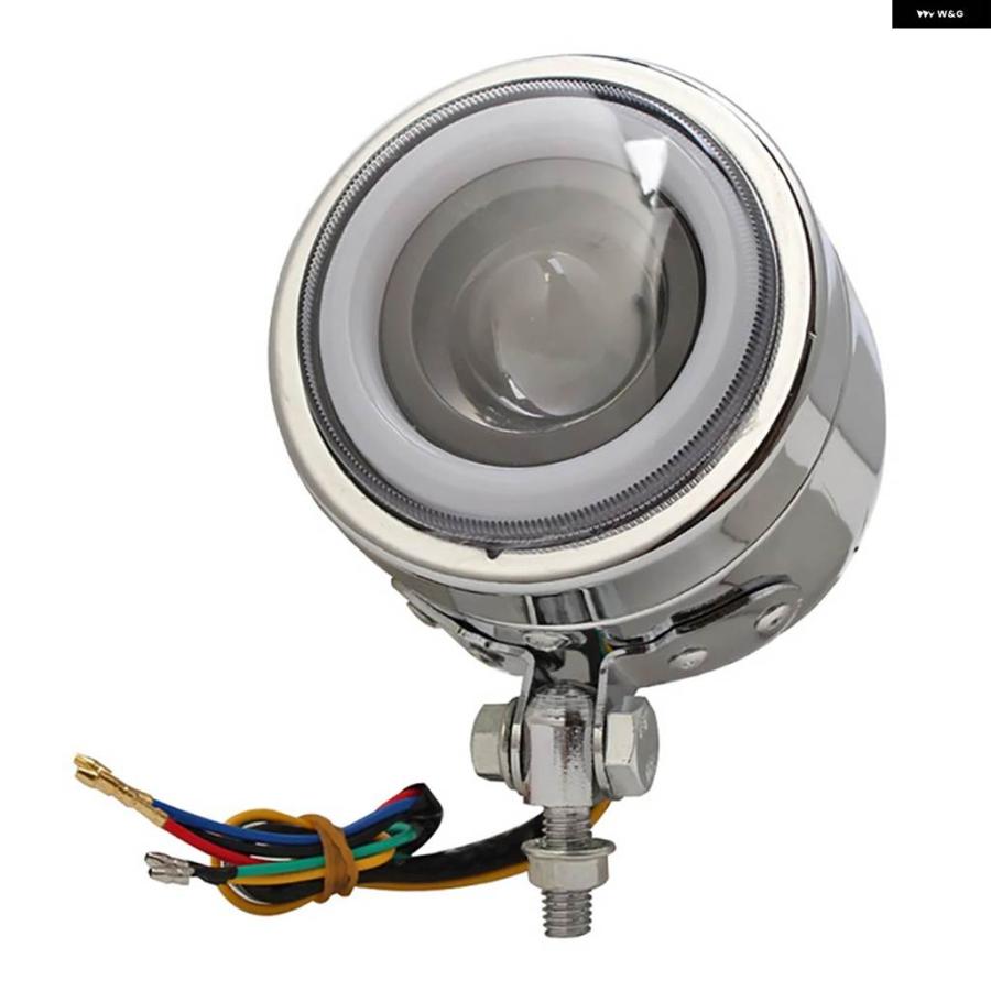並行輸入品オートバイ レトロLED ヘッドライト フォグランプ ホワイトエンジェルアイ ハーレー カフェレーサー チョッパー 補助スポットライトランプ_6