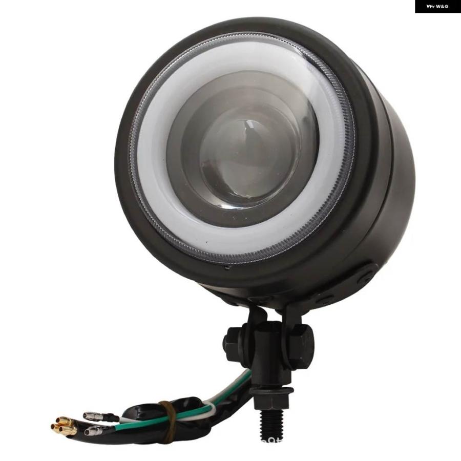 並行輸入品オートバイ レトロLED ヘッドライト フォグランプ ホワイトエンジェルアイ ハーレー カフェレーサー チョッパー 補助スポットライトランプ_7