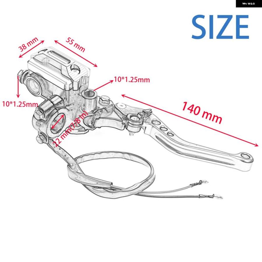 並行輸入品 22MM 7/8インチ モトブレーキ ポンプ レバー ハンドル 油圧 クラッチ ポンプ マスター シリンダー レーシングホース ヤマハ カワサキの画像