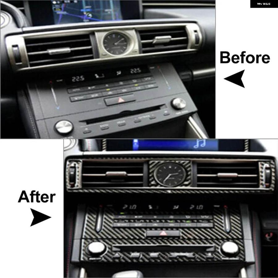 並行輸入品車用カーボン エアベント AC CD パネル カバー トリム セット レクサス IS250 IS350 ISシリーズ 2014-18 ABS プラスチック