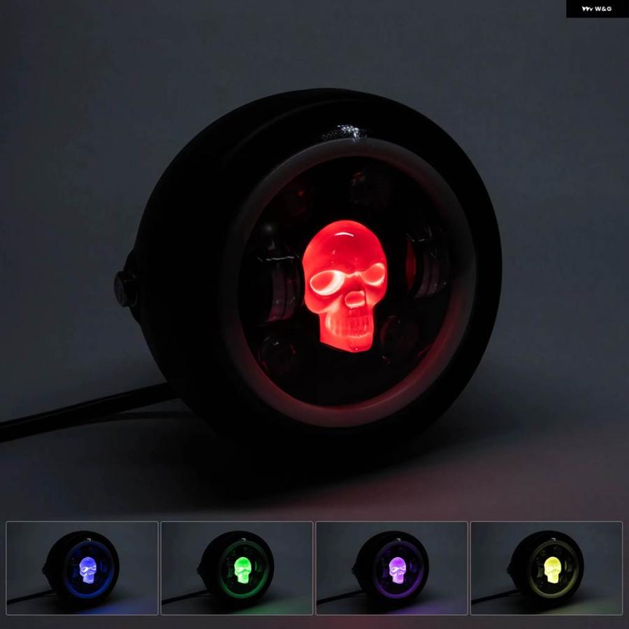 並行輸入品6.5インチ オートバイ LED スカル ヘッドライト ラウンド
