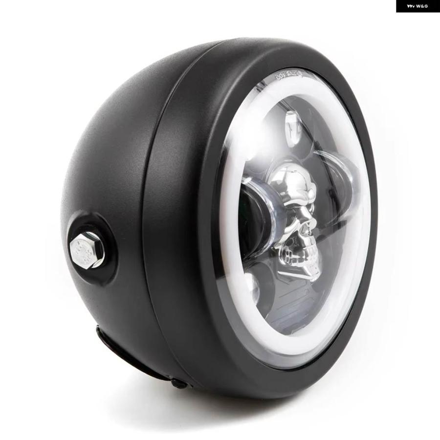 並行輸入品6.5インチ オートバイ LED スカル ヘッドライト ラウンド