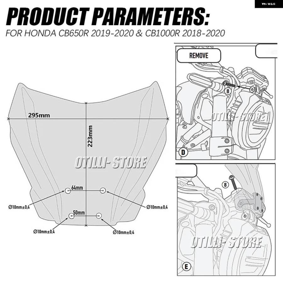 並行輸入品2019 2020 CB 650 1000 R アクセサリー ウインドスクリーン ウインドデフレクター ブラケット 付き ホンダ CB1000R 2018 - 2020 CB650Rの画像
