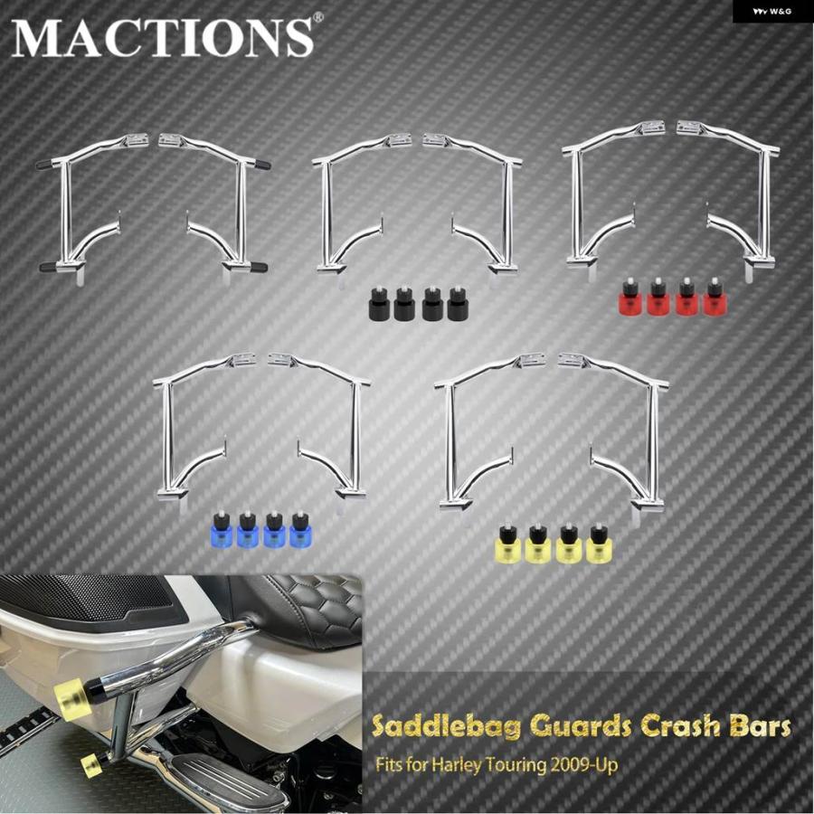 並行輸入品オートバイ サドルバッグ クラッシュ バー ガード 左右レール バンパー クローム ハーレー ツーリング ロード キング ストリート エレクトラ_6