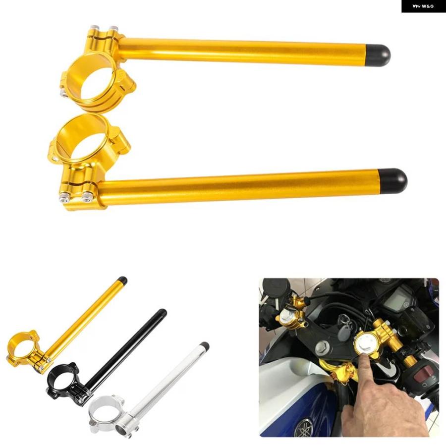 並行輸入品 2ピース CNCアルミ バイク ハンドルバー 52MM クリップオン 7/8インチ 22MM チューブ GSXR110の画像