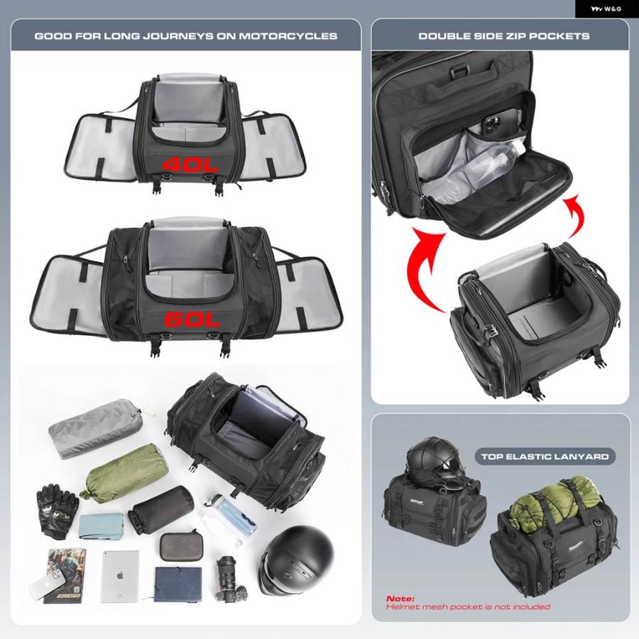 並行輸入品40-60L バイク テールバッグ 防水 ハード 大容量 バイク キャリアパニエシートバッグ レインカバー アウトドア_3