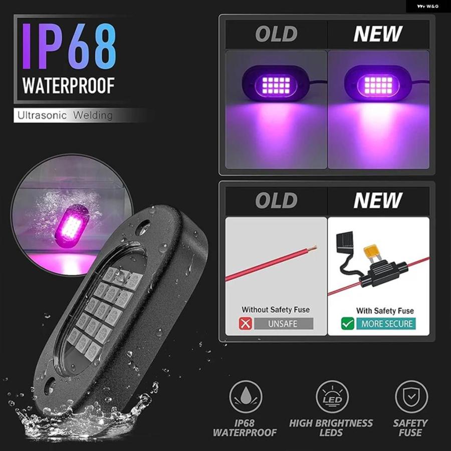 並行輸入品 アンダーグロー LED 車用ライト アンダーボディランプ 車用 RGB 地上ライト アプリ 制御 12V トレイルリグライト 車
