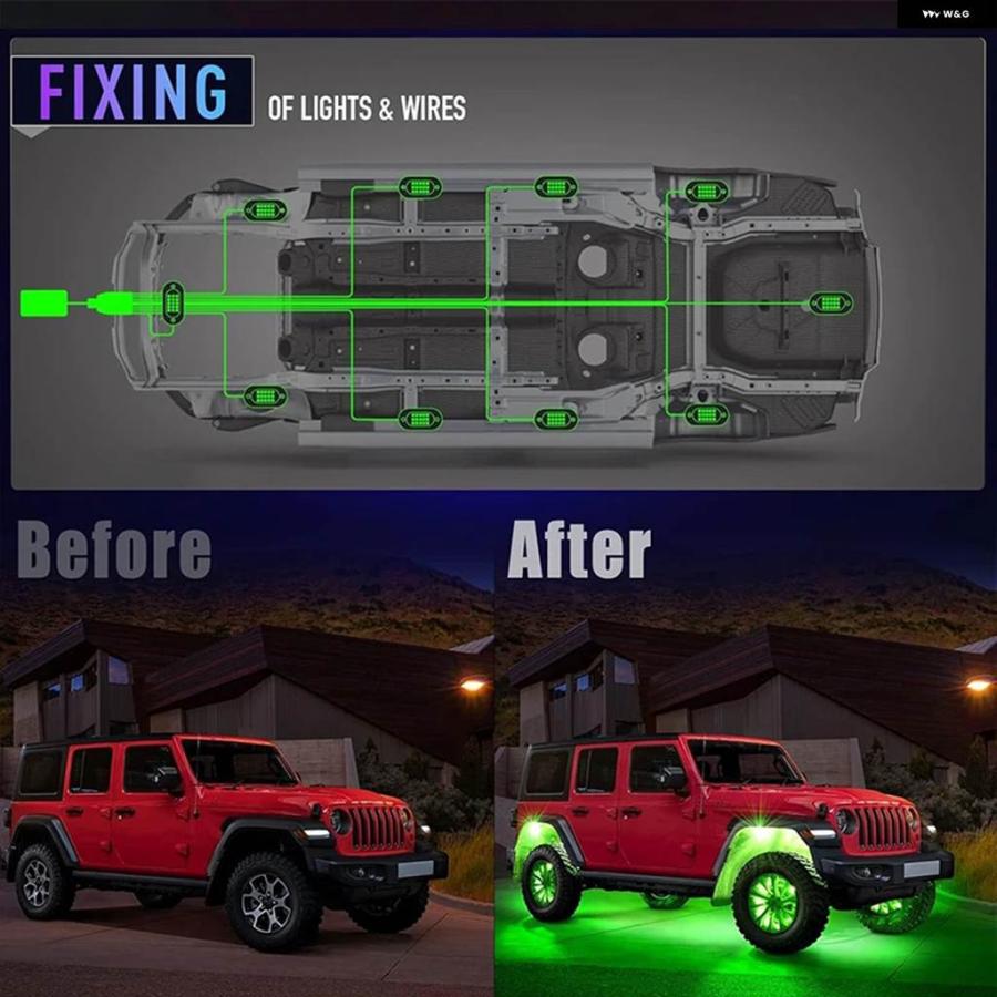 並行輸入品 アンダーグロー LED 車用ライト アンダーボディランプ 車用 RGB 地上ライト アプリ 制御 12V トレイルリグライト 車
