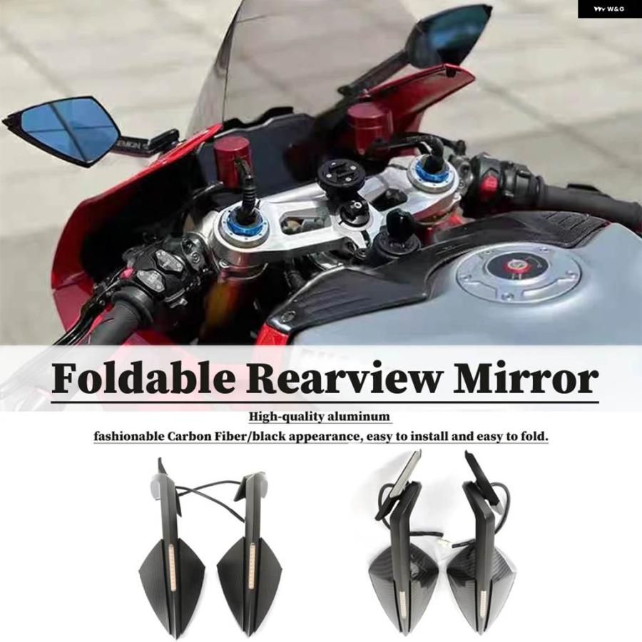 並行輸入品 ドゥカティ PANIGALE V4S V4 PANIGALE V2 2018-2024 用 バイク ミラー LED ウィンカー シグナル 折りたたみ 式の画像