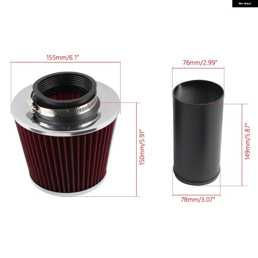 並行輸入品 2.75インチショートラムエアインテークキット VW ゴルフ MK4 ジェッタビートル 1.8L 1.9L 2.0L 2.8L 99-05 アウディの画像