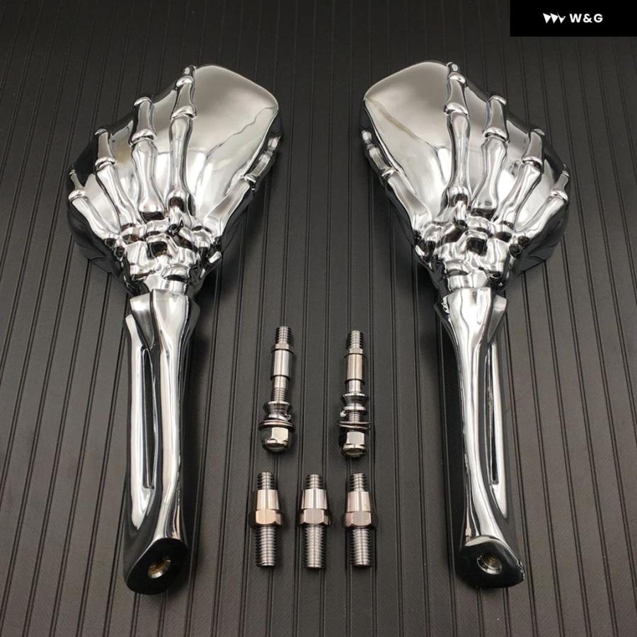 並行輸入品 ペア スカル スケルトン ハンド オートバイ バイク バックミラー サイドミラー ホンダ 汎用 ヤマハ ハーレー ク_3