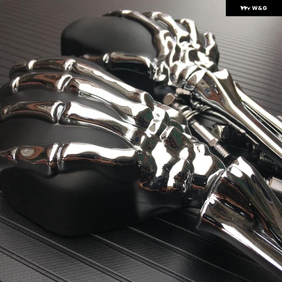 並行輸入品 ペア スカル スケルトン ハンド オートバイ バイク バックミラー サイドミラー ホンダ 汎用 ヤマハ ハーレー ク_4