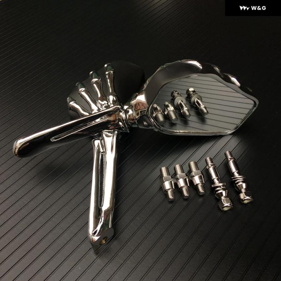 並行輸入品 ペア スカル スケルトン ハンド オートバイ バイク バックミラー サイドミラー ホンダ 汎用 ヤマハ ハーレー ク_5
