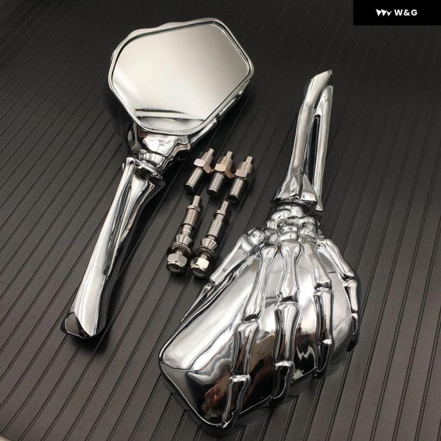 並行輸入品 ペア スカル スケルトン ハンド オートバイ バイク バックミラー サイドミラー ホンダ 汎用 ヤマハ ハーレー ク_6