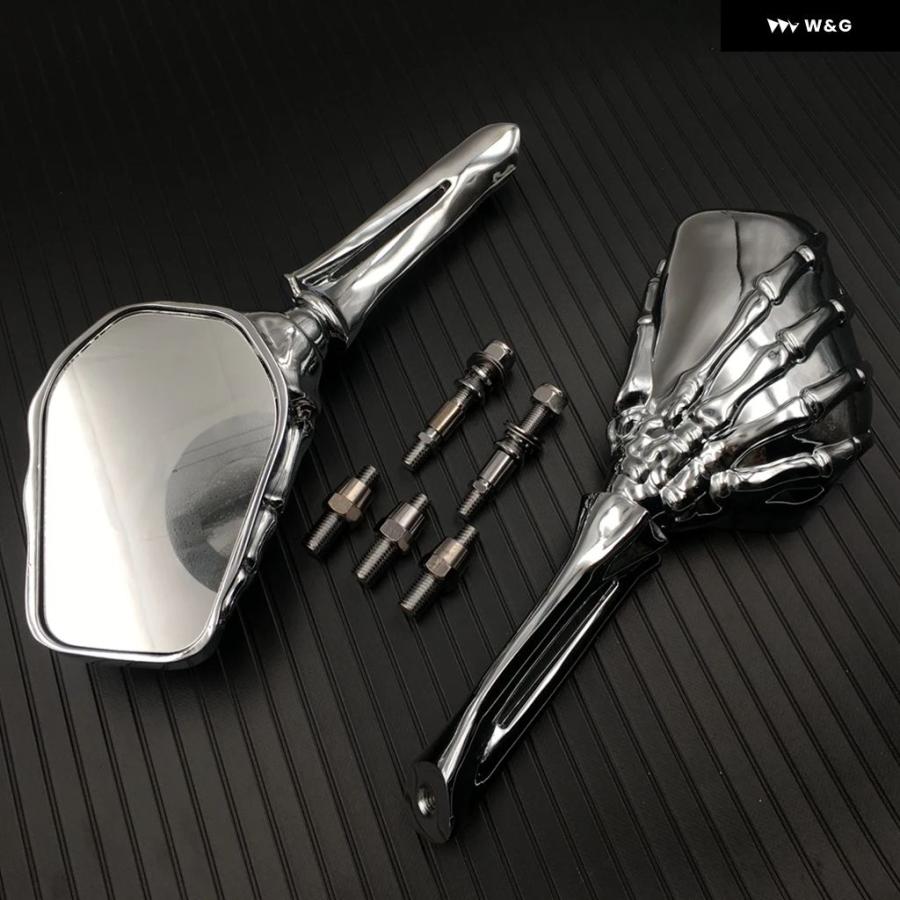 並行輸入品 ペア スカル スケルトン ハンド オートバイ バイク バックミラー サイドミラー ホンダ 汎用 ヤマハ ハーレー ク_7