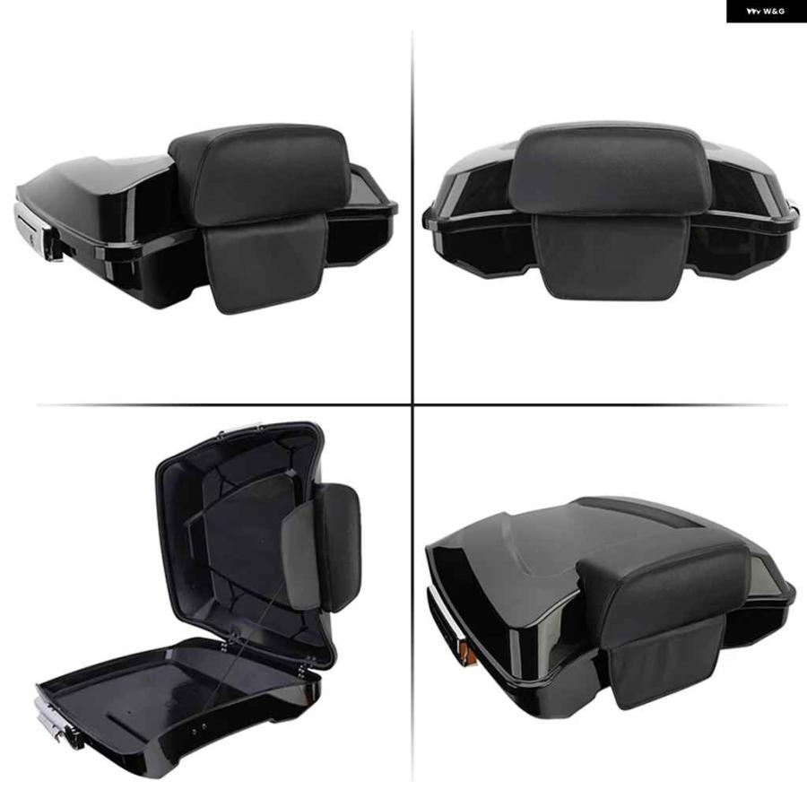 並行輸入品オートバイ バイクパック トランク ブラックラッチバックレスト付き ハーレー ツーリングエレクトラストリートグライド ウルトラ クラシック_2