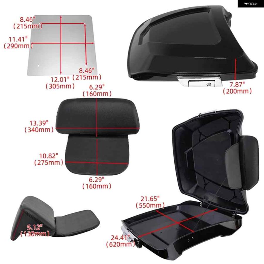 並行輸入品オートバイ バイクパック トランク ブラックラッチバックレスト付き ハーレー ツーリングエレクトラストリートグライド ウルトラ クラシック_4