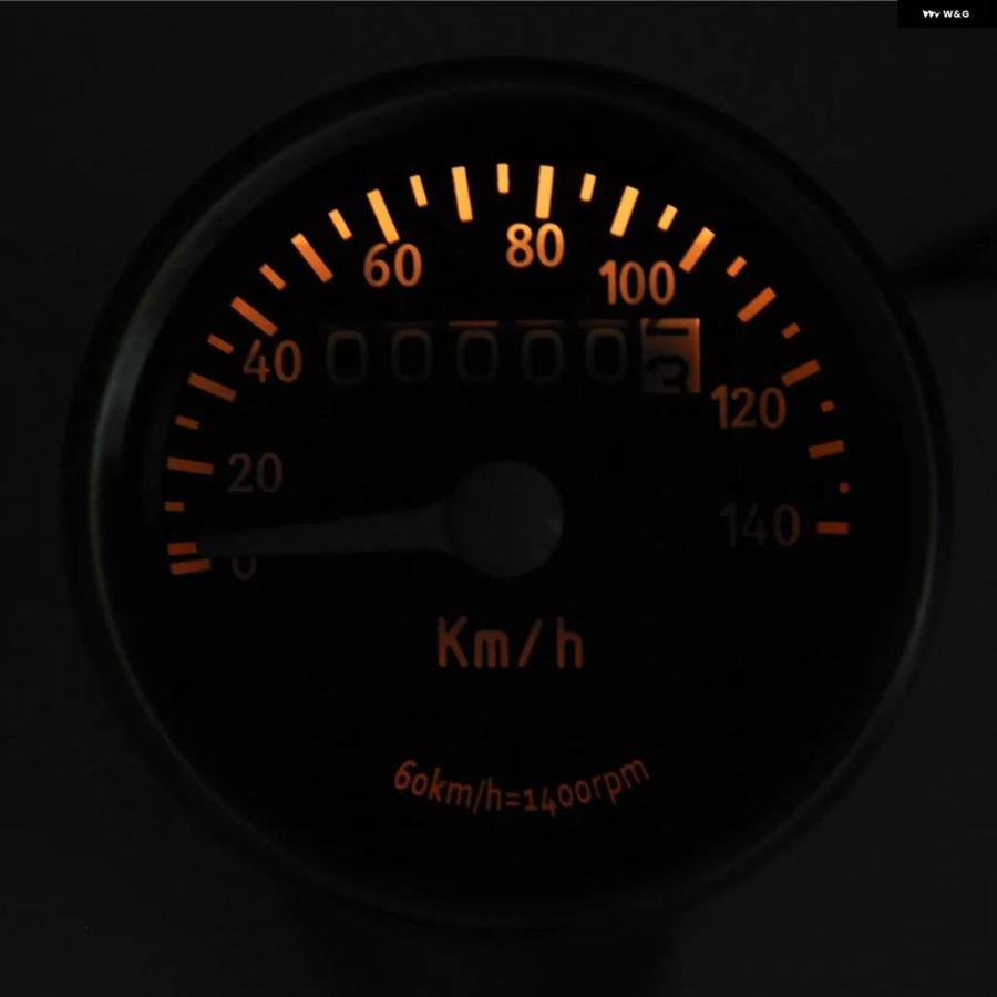 並行輸入品ほとんど オートバイ モデルはナイトライト付き DCイエロー/銅 ステンレス 0~140 KM/Hスピード メーター ゲージ_7