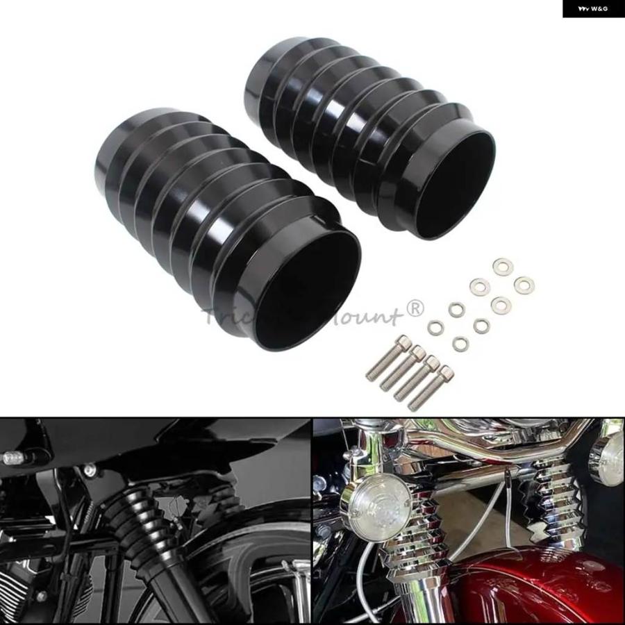 並行輸入品レトロ スタイル フォーク スライダー カバー - CNC加工 ビレット EASY INSTALL フロント フォーク ハーレー ツーリング 1986-2013_3