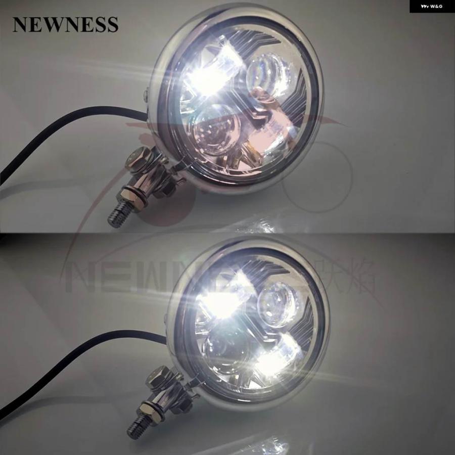 並行輸入品ハーレー クルーザー チョッパー カフェレーサー カスタム 4.5インチ丸型LED バイク ヘッドライト ヘッドランプ ボトム マウントの画像