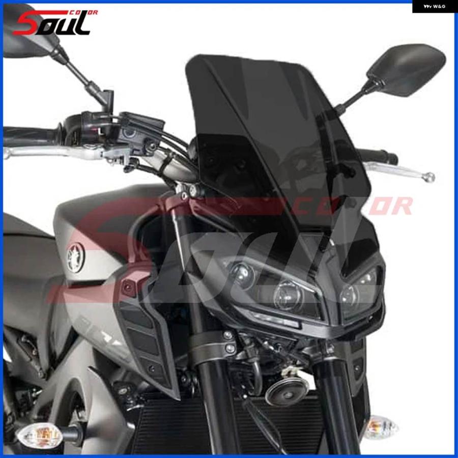 並行輸入品 バイク ブラック フロントガラス バイザー ヤマハ SP MT09 2017 - 20 ダブルバブル FZ9 MT-09 17 18 19 20の画像