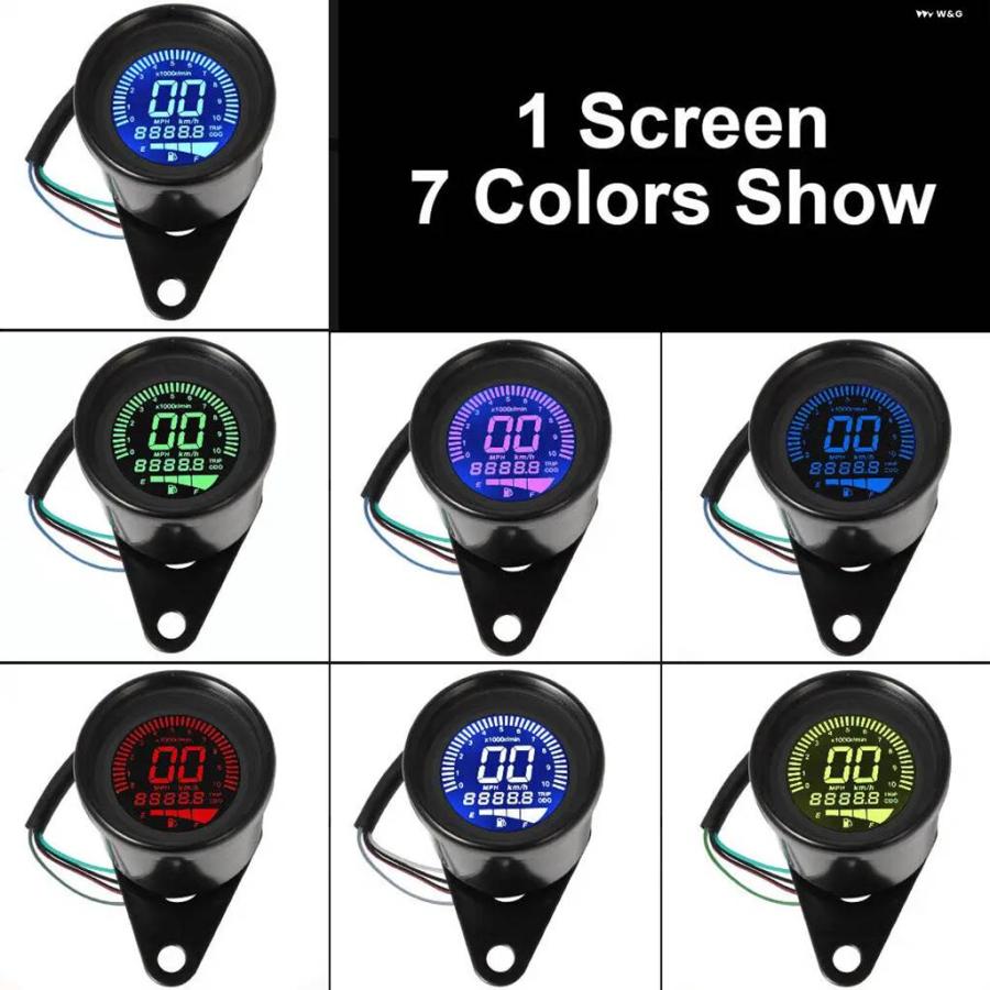 並行輸入品 バイク タコメーター モトクロス LED LCDタコメーター スピード メーター 燃料計組立 カフェレーサーの画像