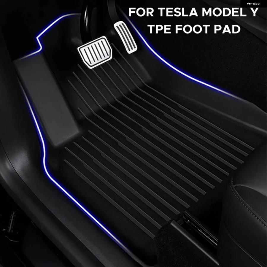 並行輸入品 テスラ モデルY 2021-2024 フロアマット 左ハンドル と 右ハンドル TPEカーペット 防水 耐候性 フット パッド マットの画像