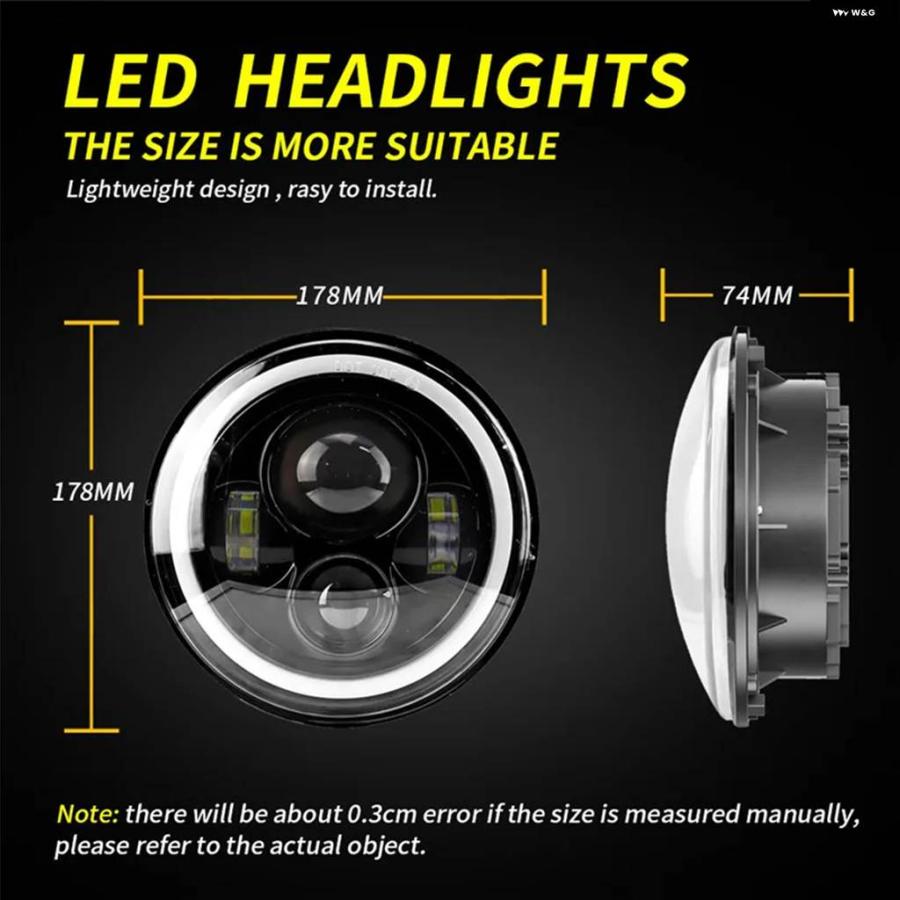 並行輸入品 7インチ LED ヘッドライト 6000K 60W ジープ ラングラー JK TJ ヘッドライト エンジェルアイ DRL H4 H13 アンバー ウ_6