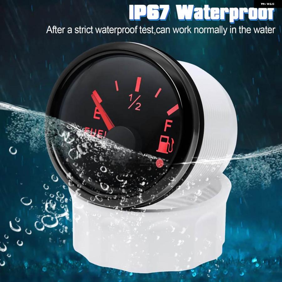並行輸入品 防水 IP67 52MM 燃料レベルゲージ+オイルレベルセンサー 100-500MM 0-190Ω 赤色LED オイルタンクメーター アラームの画像