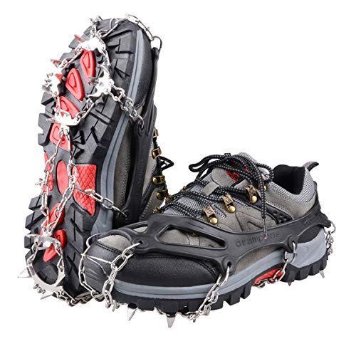 TRIWONDER アイゼン 18本爪 スノースパイク チェーンスパイク 靴底用滑り止め 簡単装着 収納袋付 25.5cm 贈る結婚祝い 登山 - 28.5cm 雪山 激安セール ブラック L トレッキング