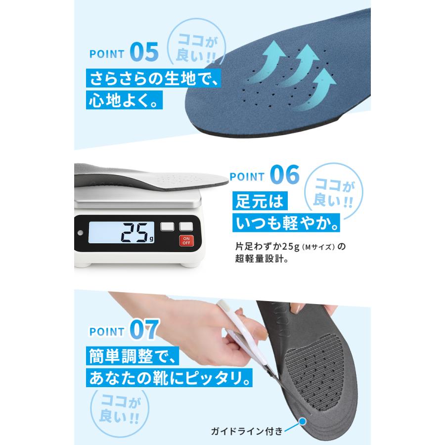 【2点以上で20%OFFクーポン有】【現役理学療法士監修】 インソール 衝撃吸収 2タイプ アーチサポート 扁平足 土踏まず 中敷き ランニング メンズ レディース |  | 07