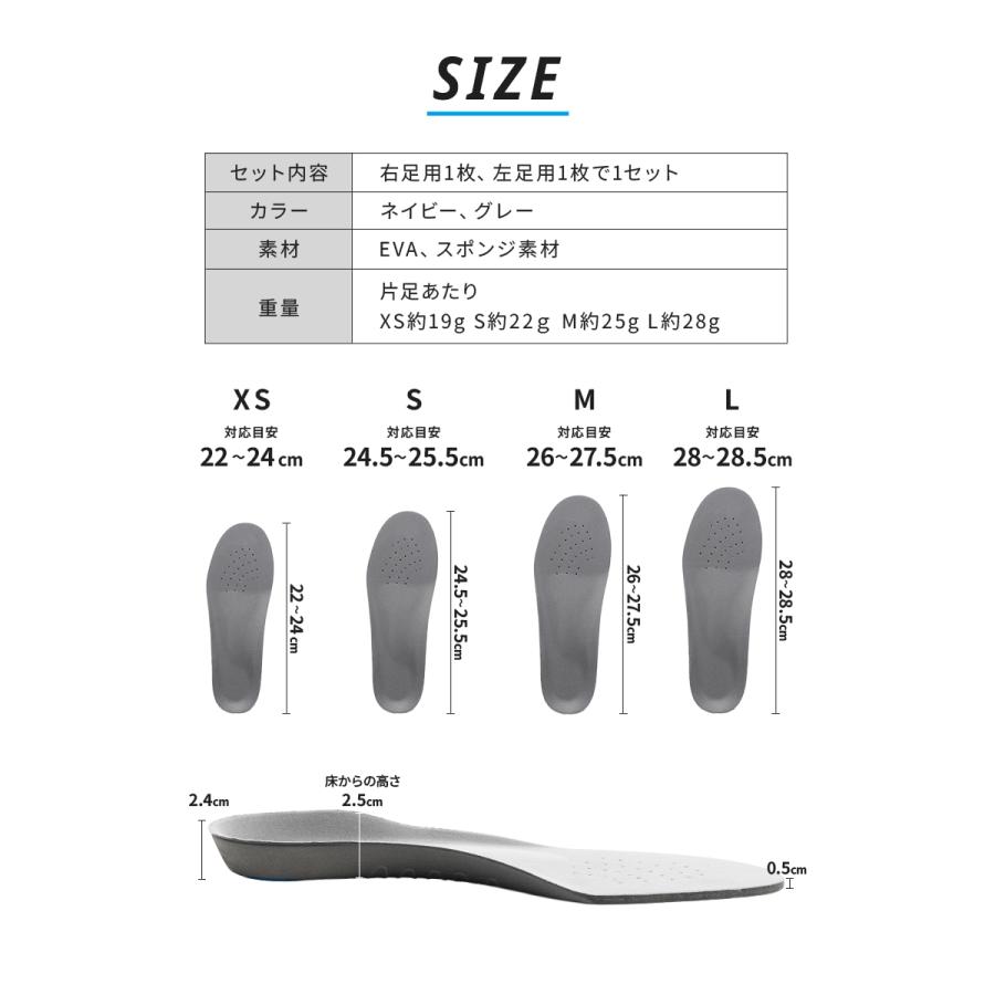 【2点以上で20%OFFクーポン有】【現役理学療法士監修】 インソール 衝撃吸収 2タイプ アーチサポート 扁平足 土踏まず 中敷き ランニング メンズ レディース |  | 08
