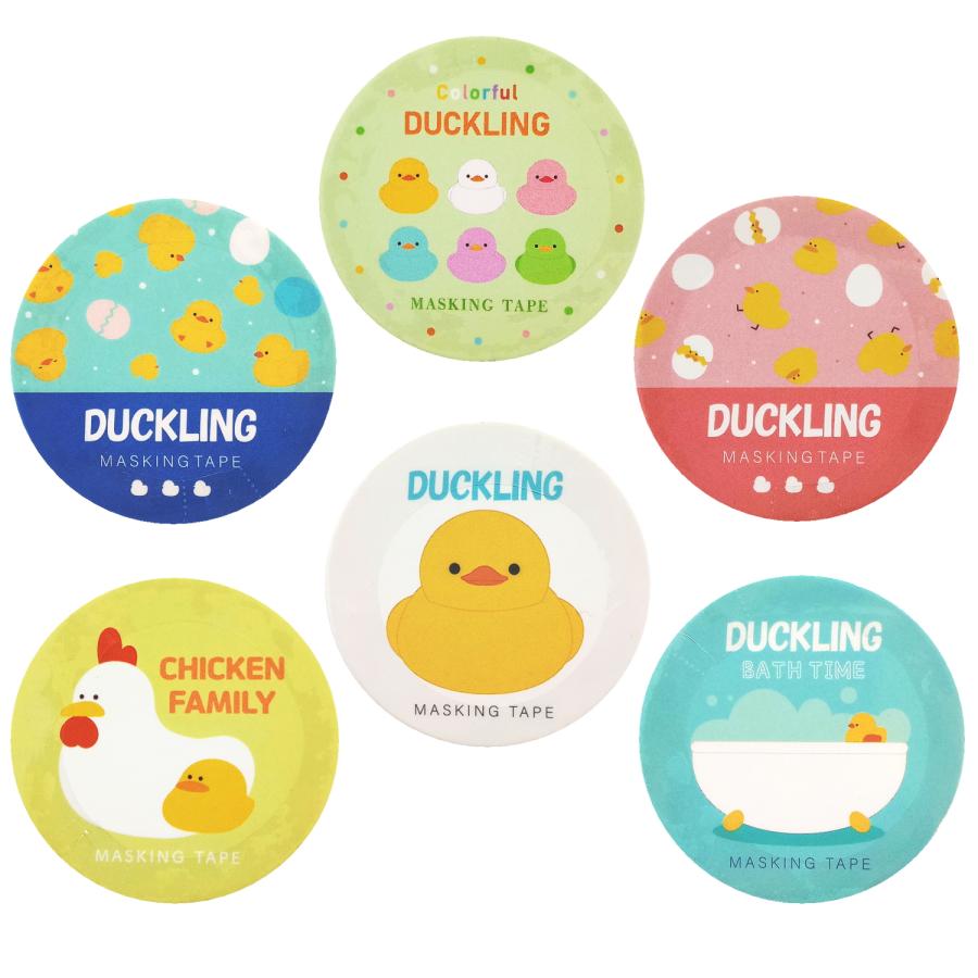 アヒルちゃん マステ マスキングテープ 6柄 各1個セット : カタヤマ店