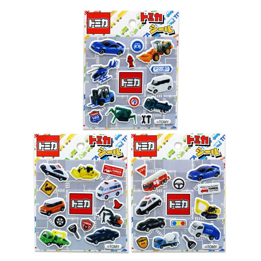 トミカ シール B ぷっくり 立体 3種 各1枚 セット 乗り物 自動車 車