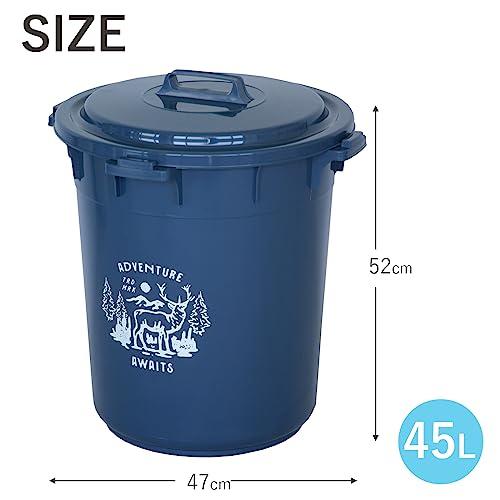 平和工業 ゴミ箱 フタ付き 丸型カラーペール 45L 日本製 ナイトブルー｜storekt｜02