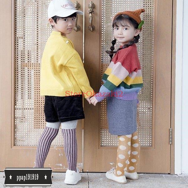 日本 おしゃれ 子供用 タイツ ス トライプ水玉柄 女の子 男の子 キッズ パンスト 子供 カジュアル タイツリソウ 秋と冬 Recomenda Co