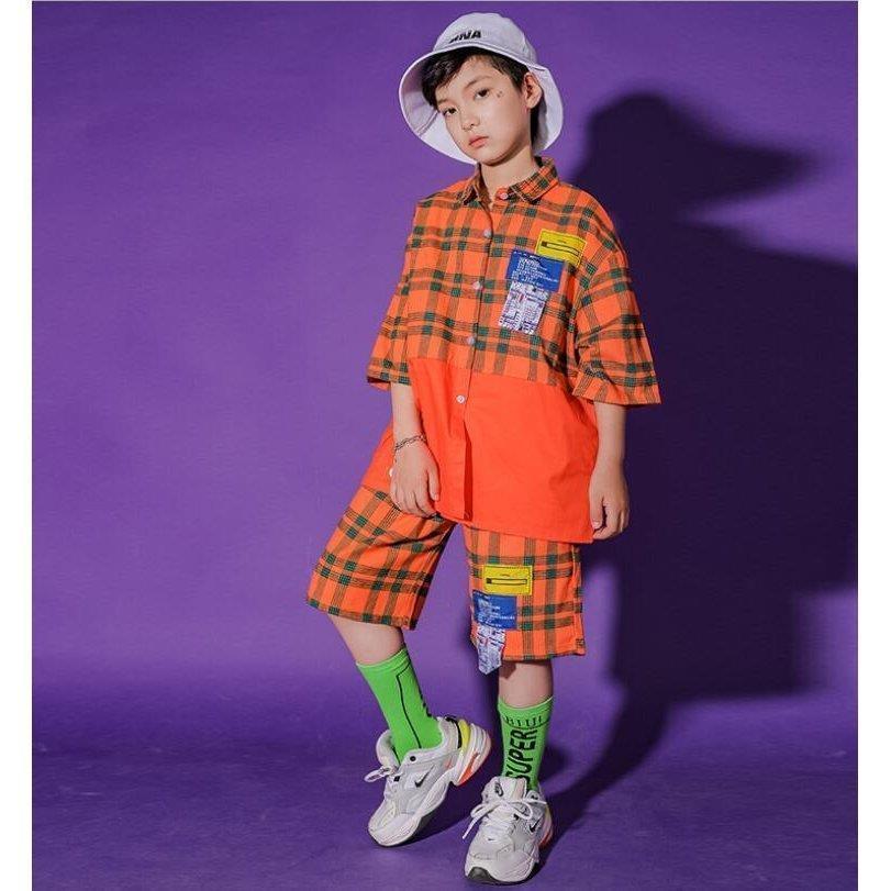 Sale 59 Off ダンス衣装キッズ ジャズダンス ヒップホップ チェック柄 シャツ 半パンツ２点セット 男子ステージ衣装 体育祭 文化祭 学園祭 舞台演出服2枚 Cisama Sc Gov Br