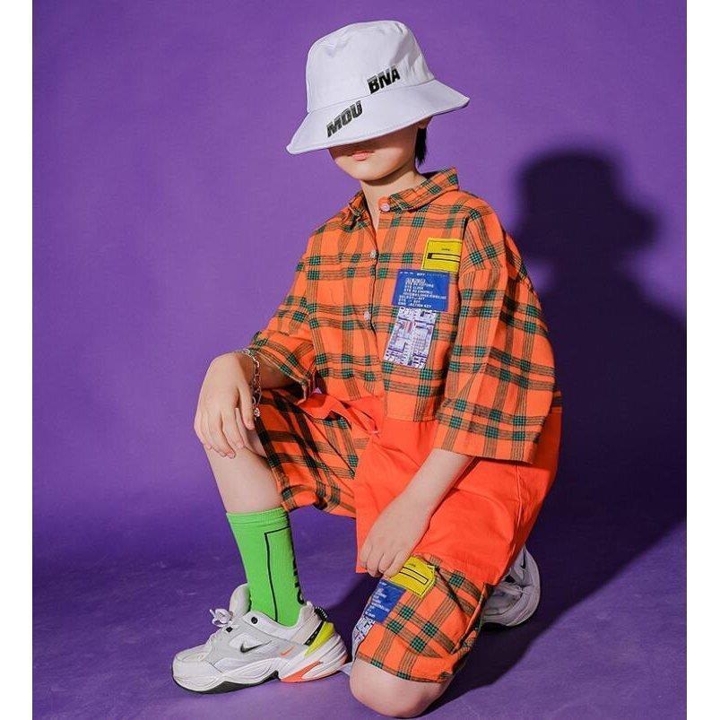 Sale 59 Off ダンス衣装キッズ ジャズダンス ヒップホップ チェック柄 シャツ 半パンツ２点セット 男子ステージ衣装 体育祭 文化祭 学園祭 舞台演出服2枚 Cisama Sc Gov Br