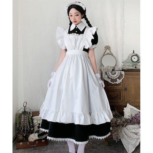 メイド服 レディースロングワンピース 長袖 半袖 仮装 ロリータ ゴスロリ コスチューム コスプレ イベント ハロウィン仮装 可愛い