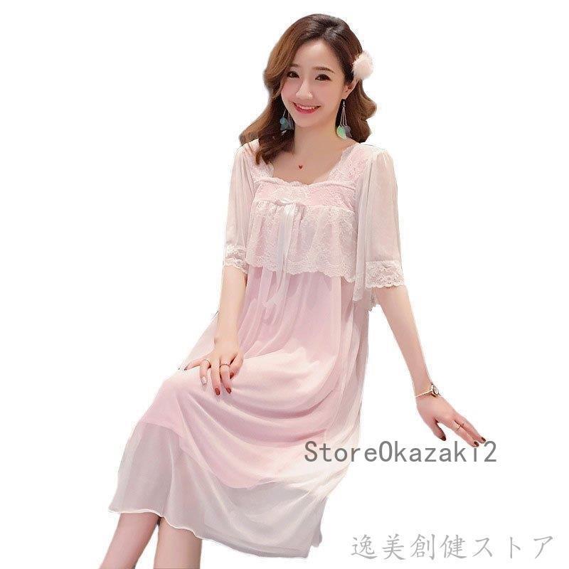激安 ネグリジェ 薄手 セクシー 半袖ワンピース 姫 春夏ルームウェア ロング レース ガーゼ ルームワンピース ワンピース ルームウェア レディース パジャマ サイズ L Www We Job Com