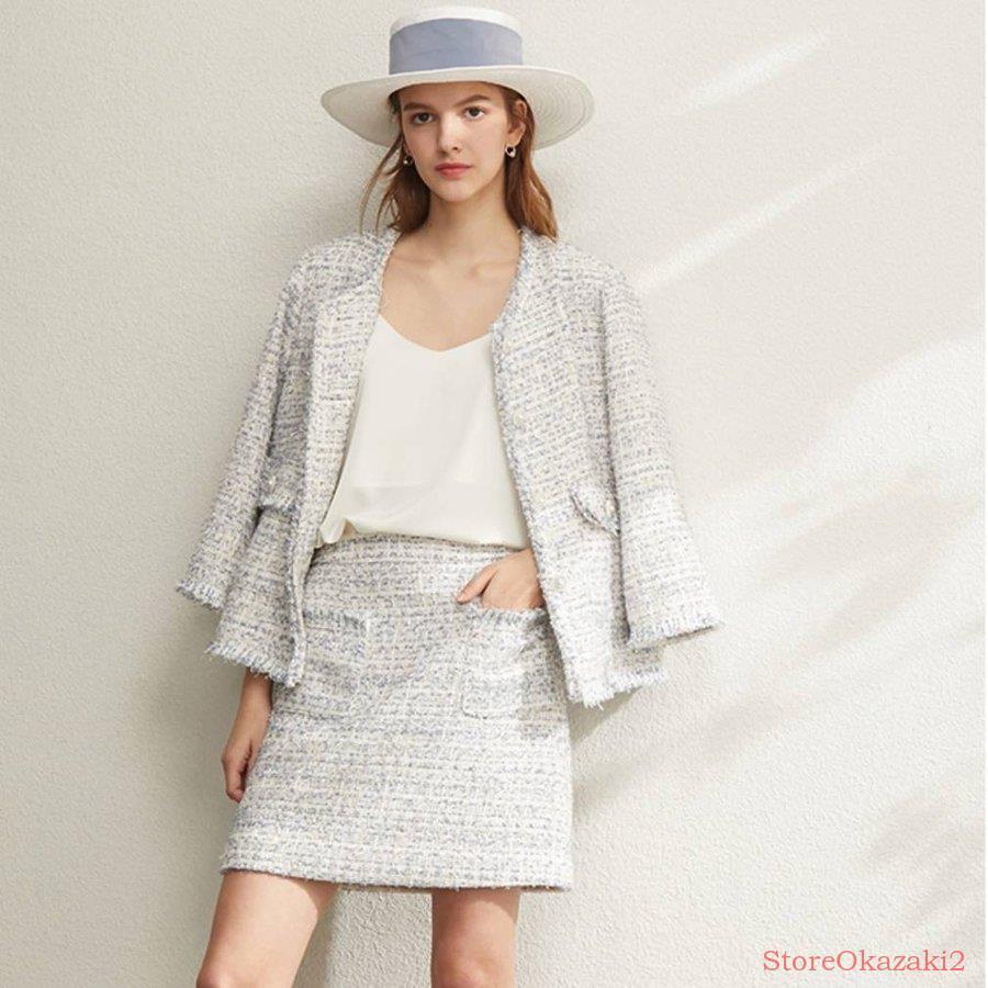 直営公式 セットアップ レディース 秋冬 セットアップ ツーピース 2点セット セット販売 ジャケット スカート 8分袖 ミドル丈 ミディアム丈 膝上丈 ミニ丈 ポリエステル 新作アイテム入荷中 Ssl Daikyogo Or Jp