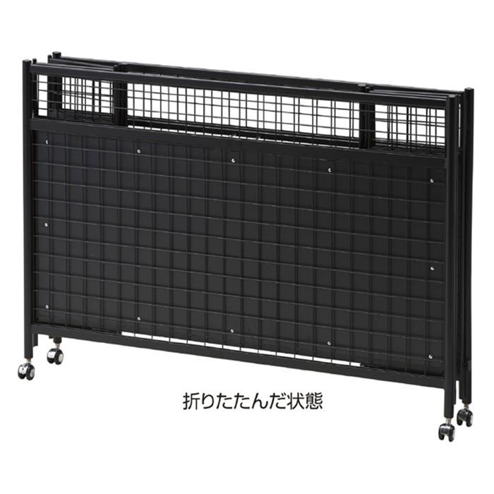 キャスター付き 折り畳み ワゴン 平台ワゴン 店舗用品 陳列 什器 幅90cm 中折れワゴン ネットタイプ 幅90cm キャスター付き 4面ネット