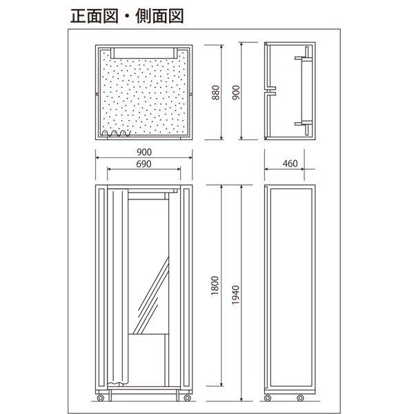 試着室 ドア付き フィッティングルーム 扉 完成品 軽量ハードタイプ ホワイト キャスター付き 照明付き｜storeplan｜04