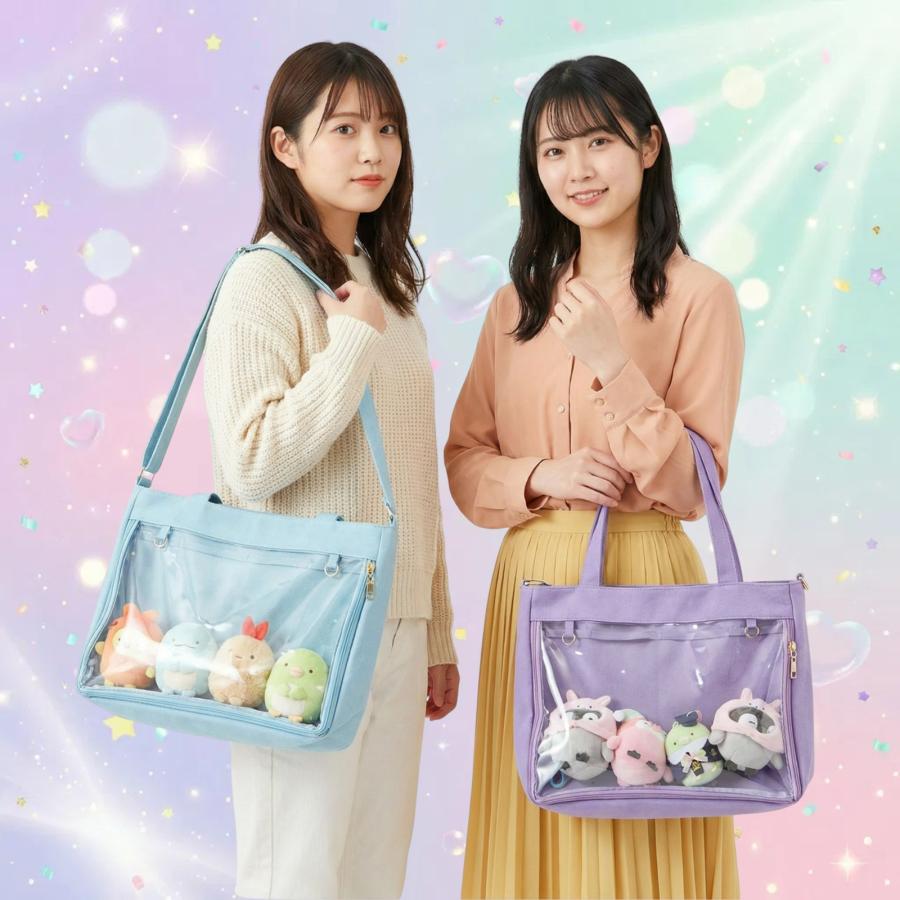 痛バッグ 2WAY トート ショルダー A4 帆布 缶バッジ メッシュシート付