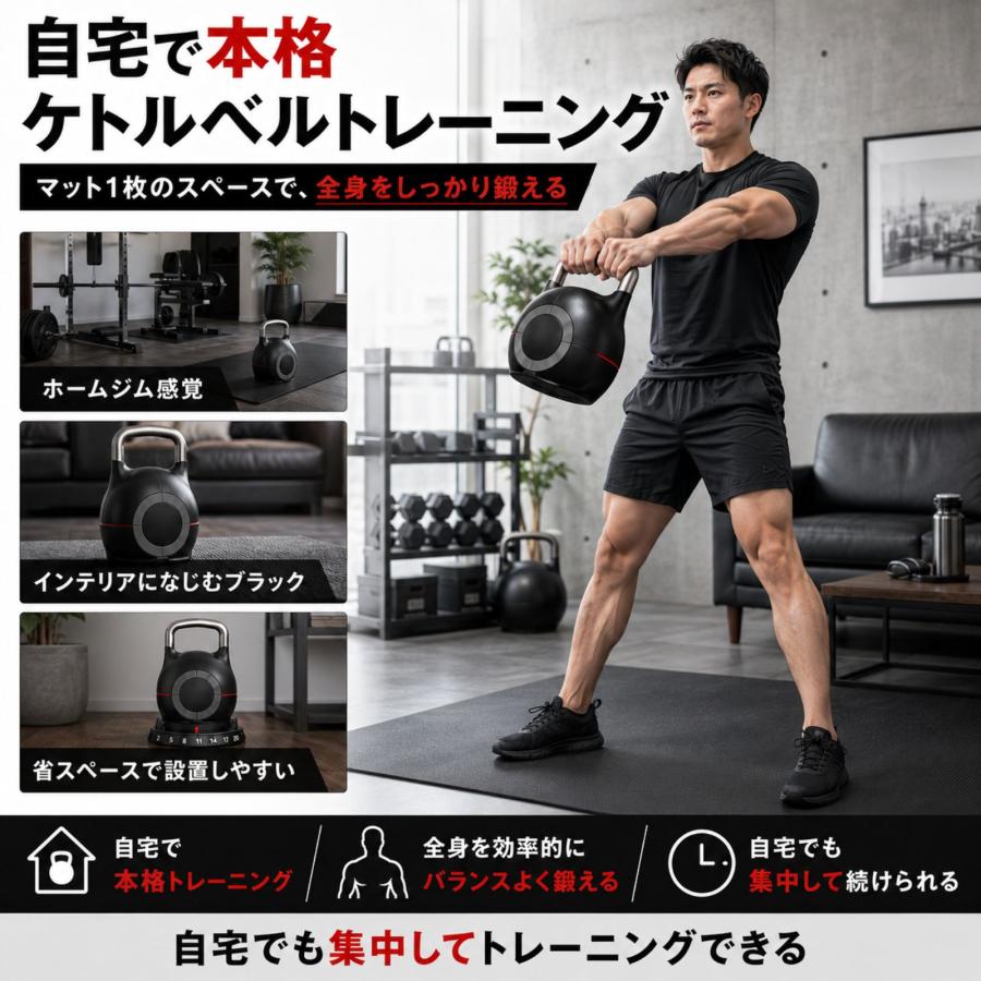 可変式ケトルベル 20kg 7段階調整 2kg〜20kg kg表記 正規許諾取扱 登録